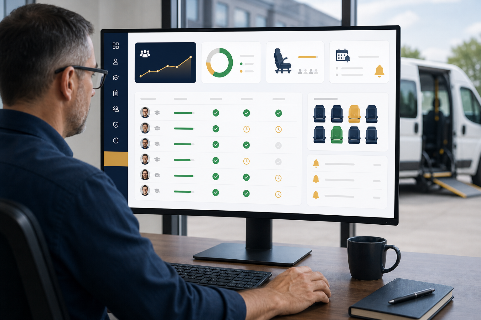 Fleet training dashboard showing learner progress and certificate tracking